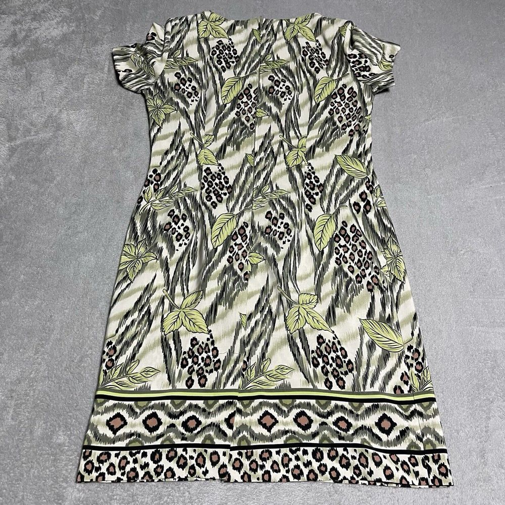 Vintage Kathie Lee Dress‎ Womens 10 Green Leaf Shift Short Sleeve 90s Y2K Beach - Picture 7 of 9